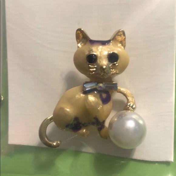 Cat With Ball Brooch - Picture 1 of 1